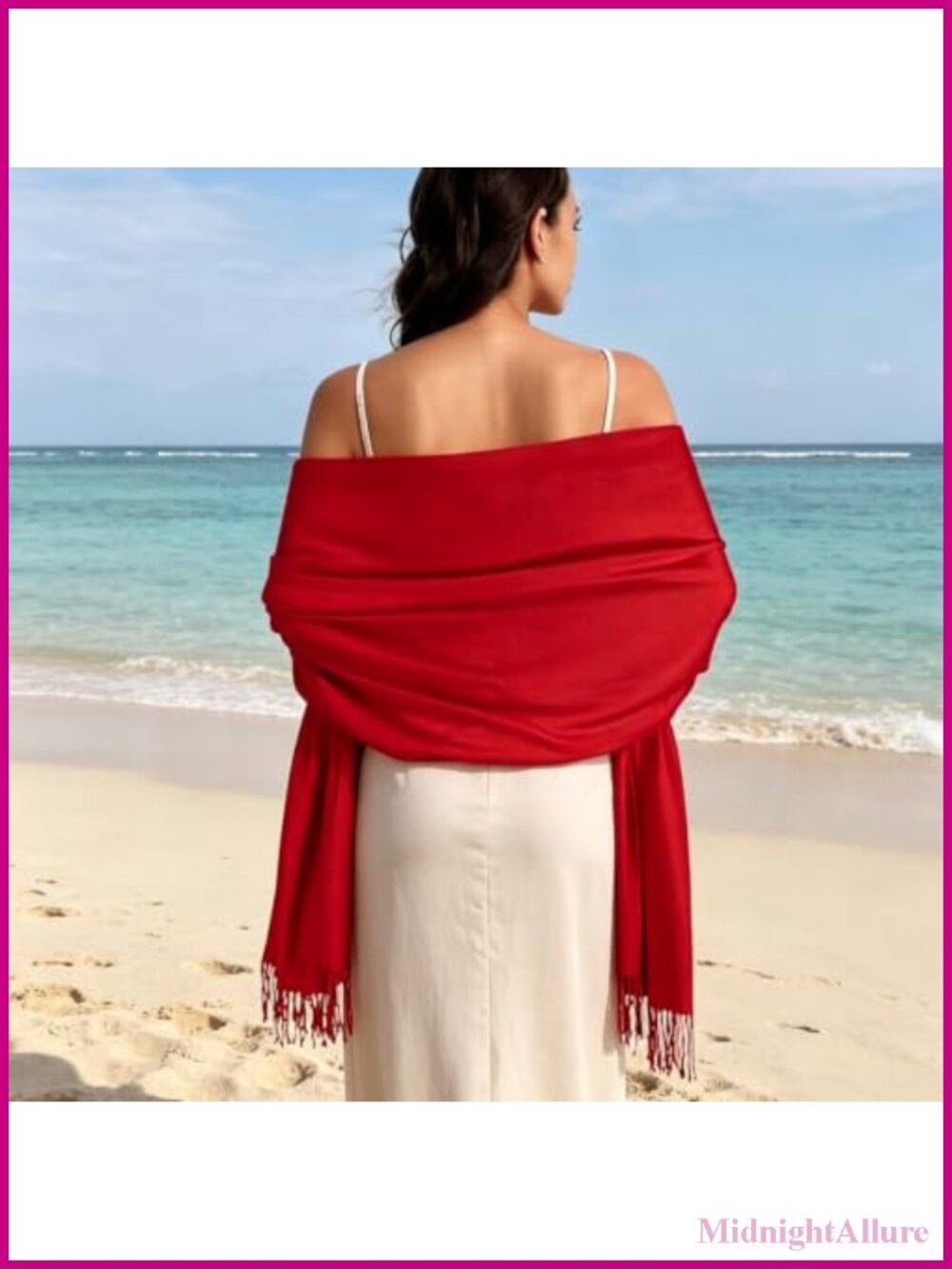Pashmina Shawl Wrap Long Fringe Scarf for Wedding Guest Evening